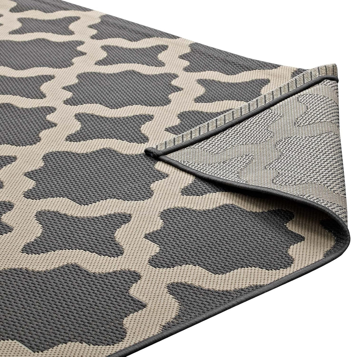 Cerelia Moroccan Trellis 9X12 Indoor and Outdoor Area Rug in Gray and Beige