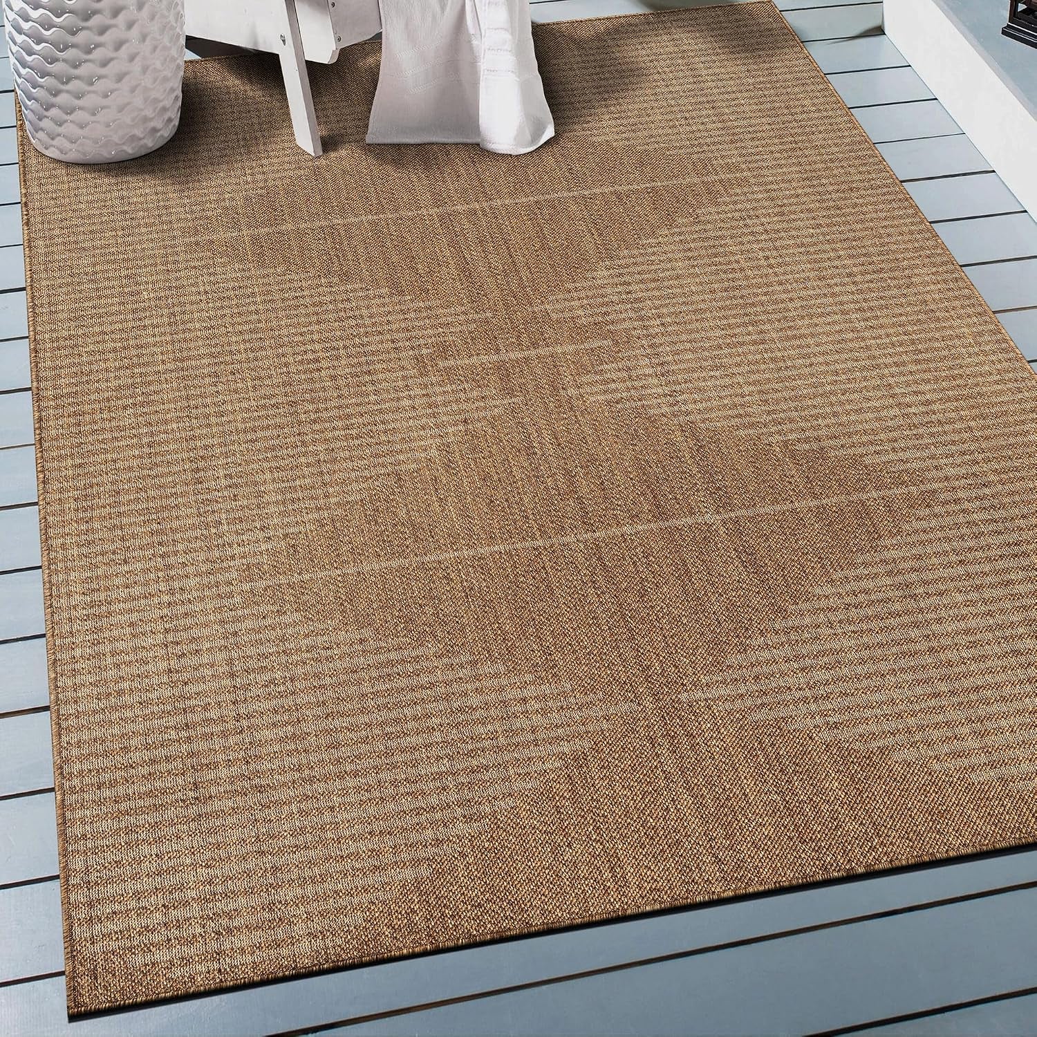 Modern Geometric Area Rug Easy-Care Flat Woven Sand/Natural 4' X 6'