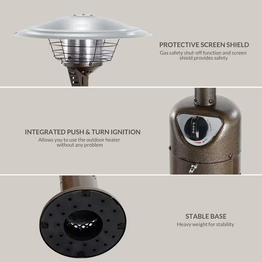 Portable Patio Heater, Outdoor Propane Table Top Heater, Bronze