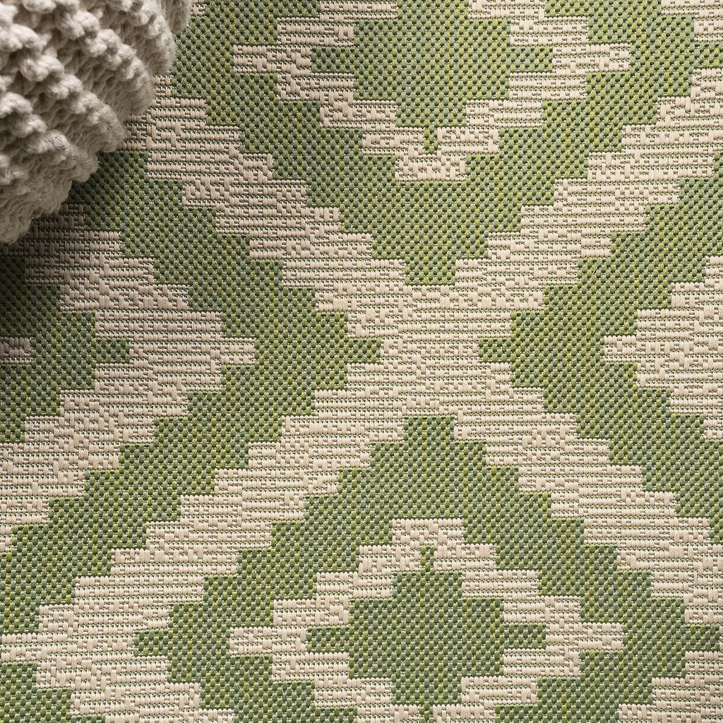 Diamond Tribal Indoor Outdoor Runner Rug 2X8 Green/Cream, Sintra for Backyard, Patio, Porch, Easy-Cleaning, High Traffic, Pet-Friendly, Non-Shedding (SMB116B-28)