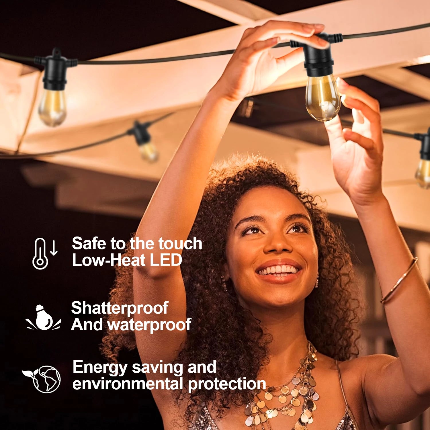 S14 LED Outdoor String Lights 220V EU PLUG 1W Shatterproof Waterproof Plastics Fairy Lights Birthday Wedding Decorative Lights