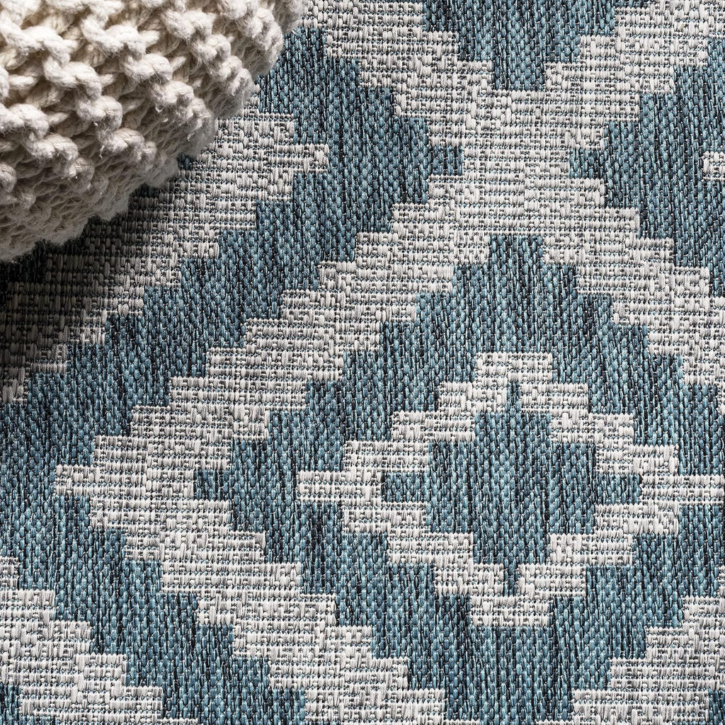Diamond Tribal Indoor Outdoor Runner Rug 2X8 Blue/Gray, Sintra for Backyard, Patio, Porch, Easy-Cleaning, High Traffic, Pet-Friendly, Non-Shedding (SMB116A-28)