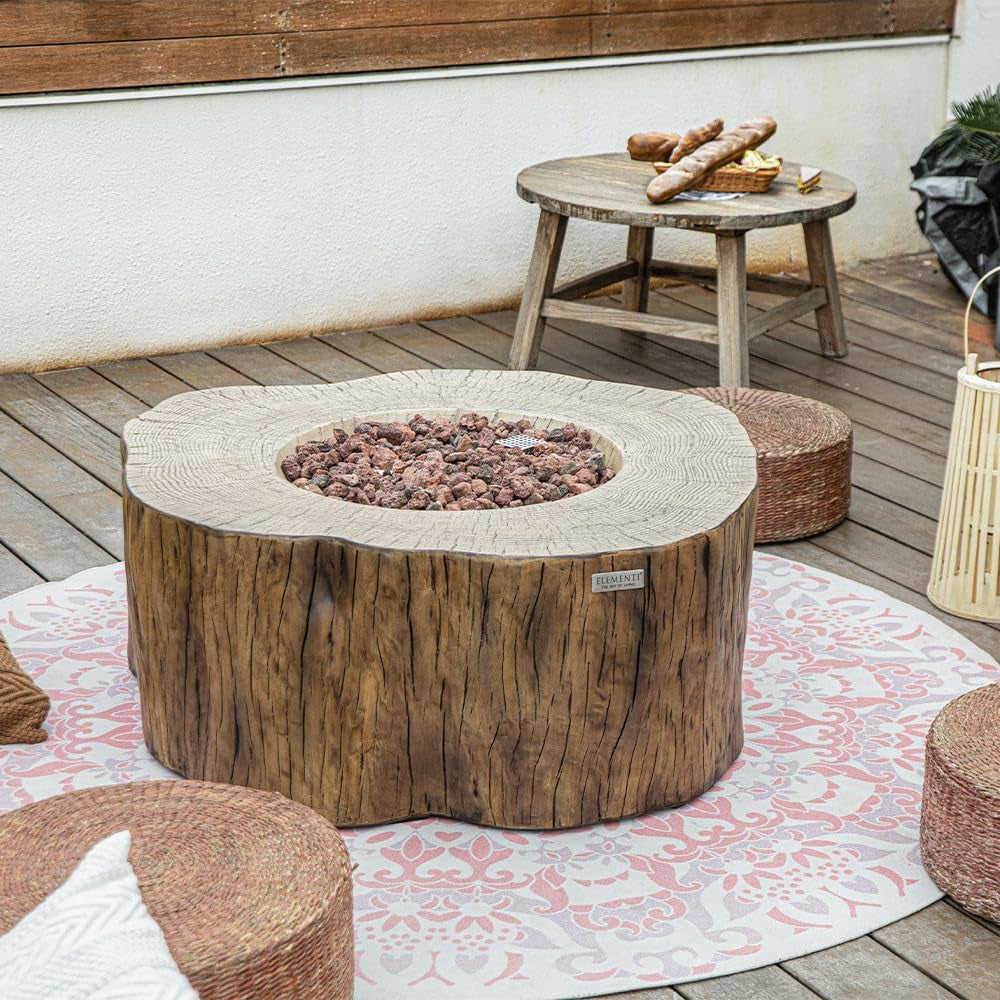 Manchester Outdoor Firepit Table 42 Inches Rectangular Fire Pit Concrete Patio Heater Electronic Ignition Backyard Fireplace Cover Lava Rock Included Liquid Propane