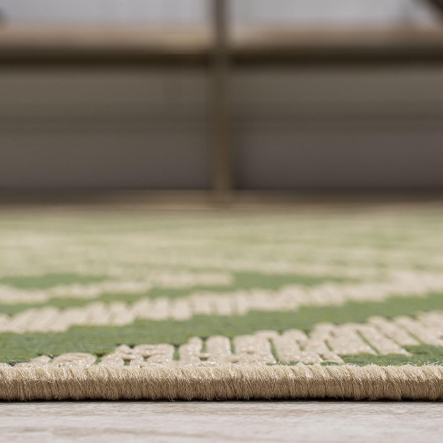 Diamond Tribal Indoor Outdoor Runner Rug 2X8 Green/Cream, Sintra for Backyard, Patio, Porch, Easy-Cleaning, High Traffic, Pet-Friendly, Non-Shedding (SMB116B-28)