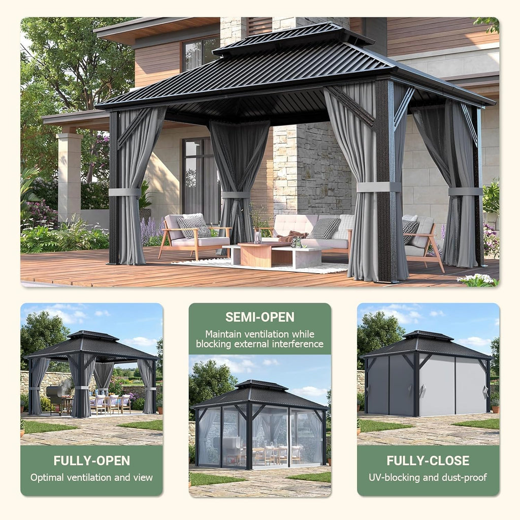 10'X12' Outdoor Aluminum Gazebo Dark Gray