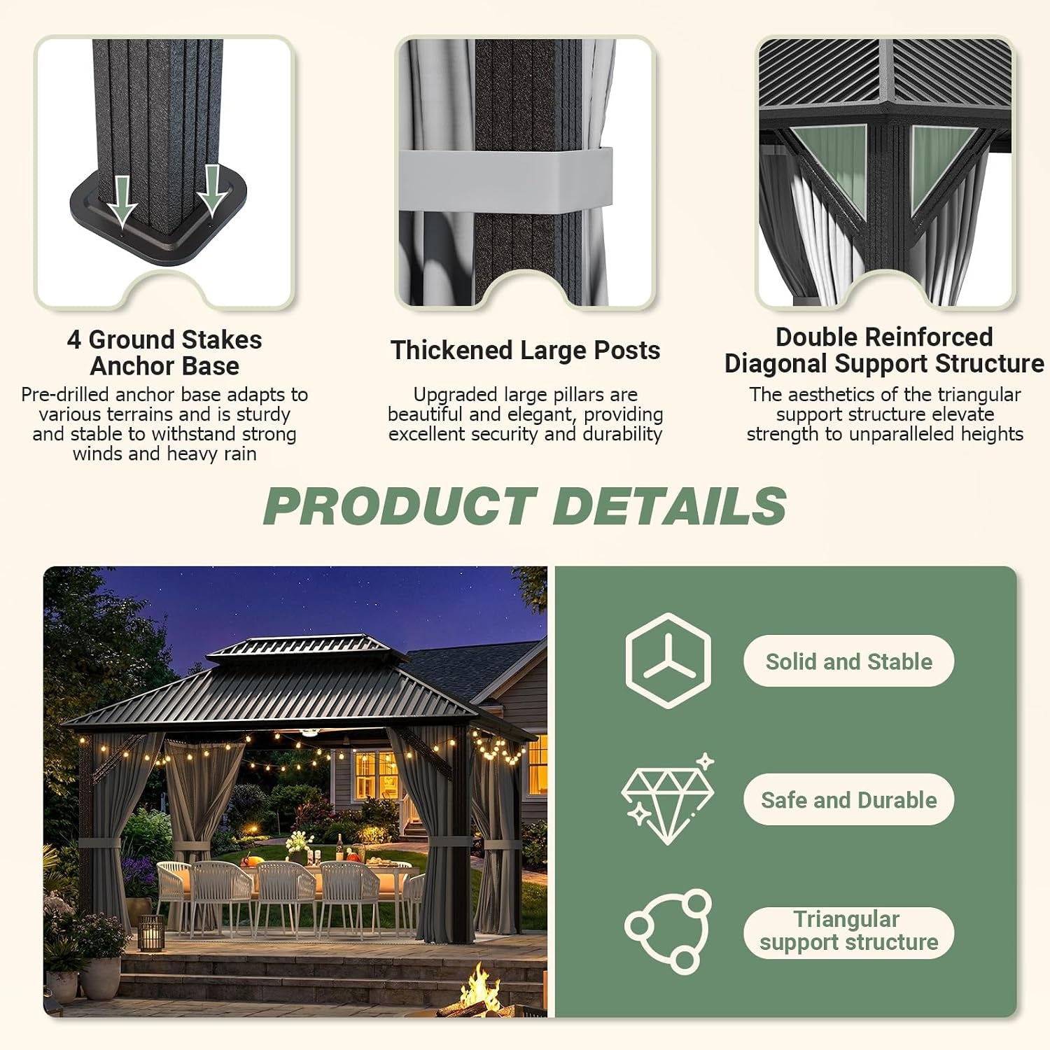 10'X12' Outdoor Aluminum Gazebo Dark Gray