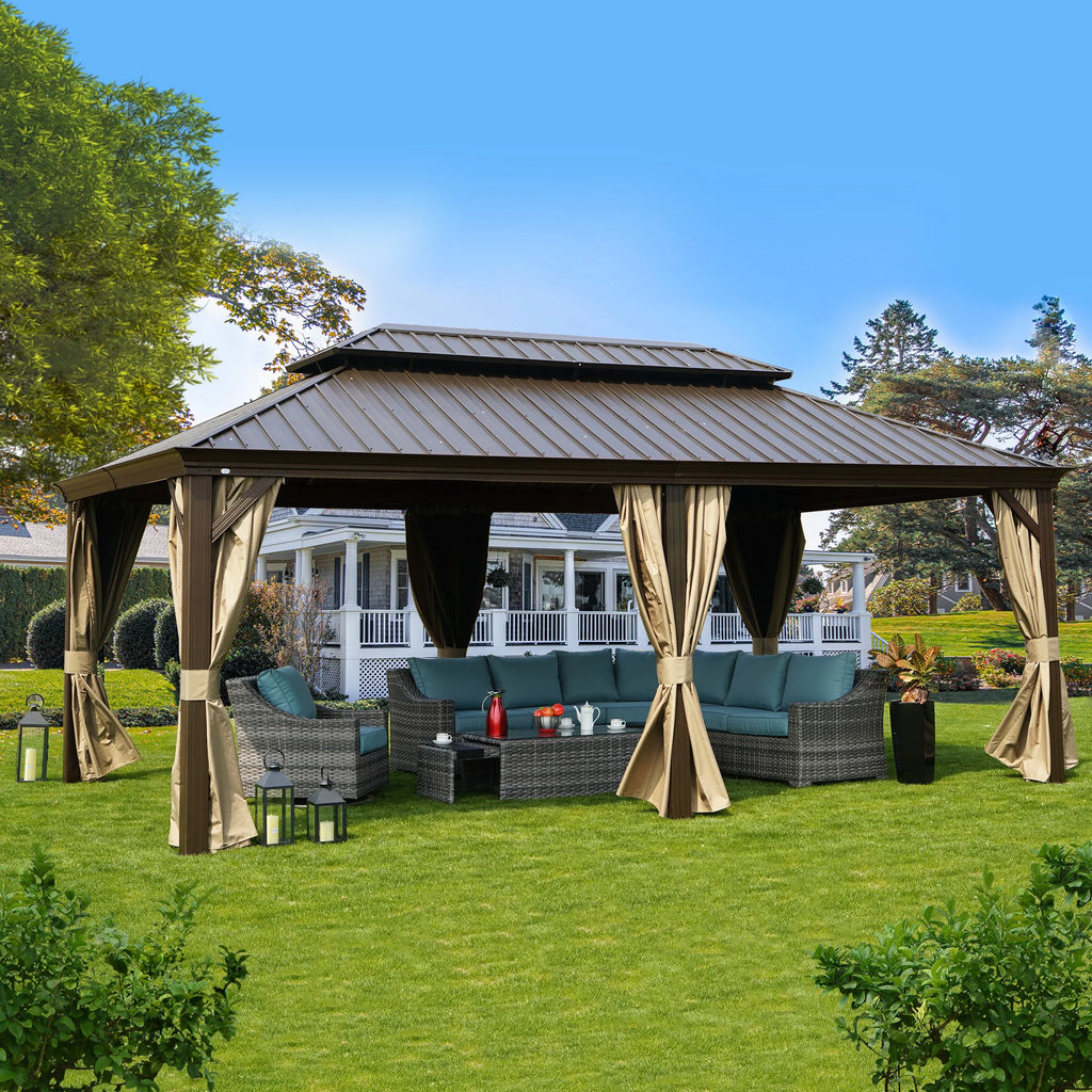 Alexander 12-Ft X 12-Ft Hardtop Roof Aluminum Gazebo (Screen Included)