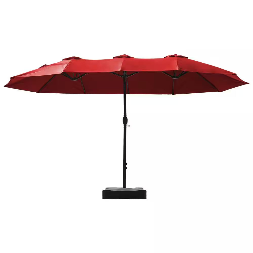 15 Ft. Market Patio Umbrella with Crank, UPF50+ Polyester Canopy and Weighted Base in Chili Red