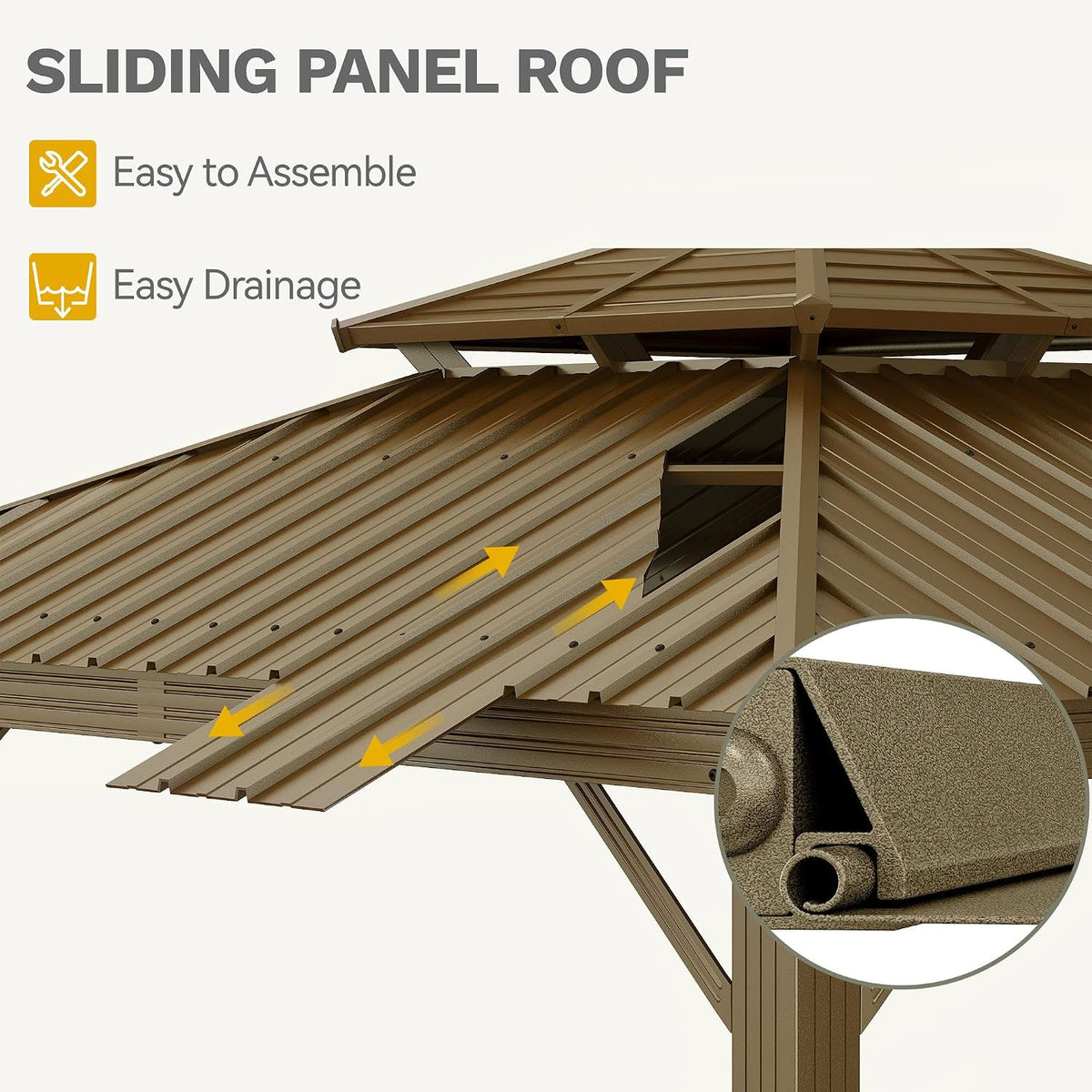 10X10Ft Aluminum Gazebo Hardtop Double Roof Canopy Outdoor Gazebo