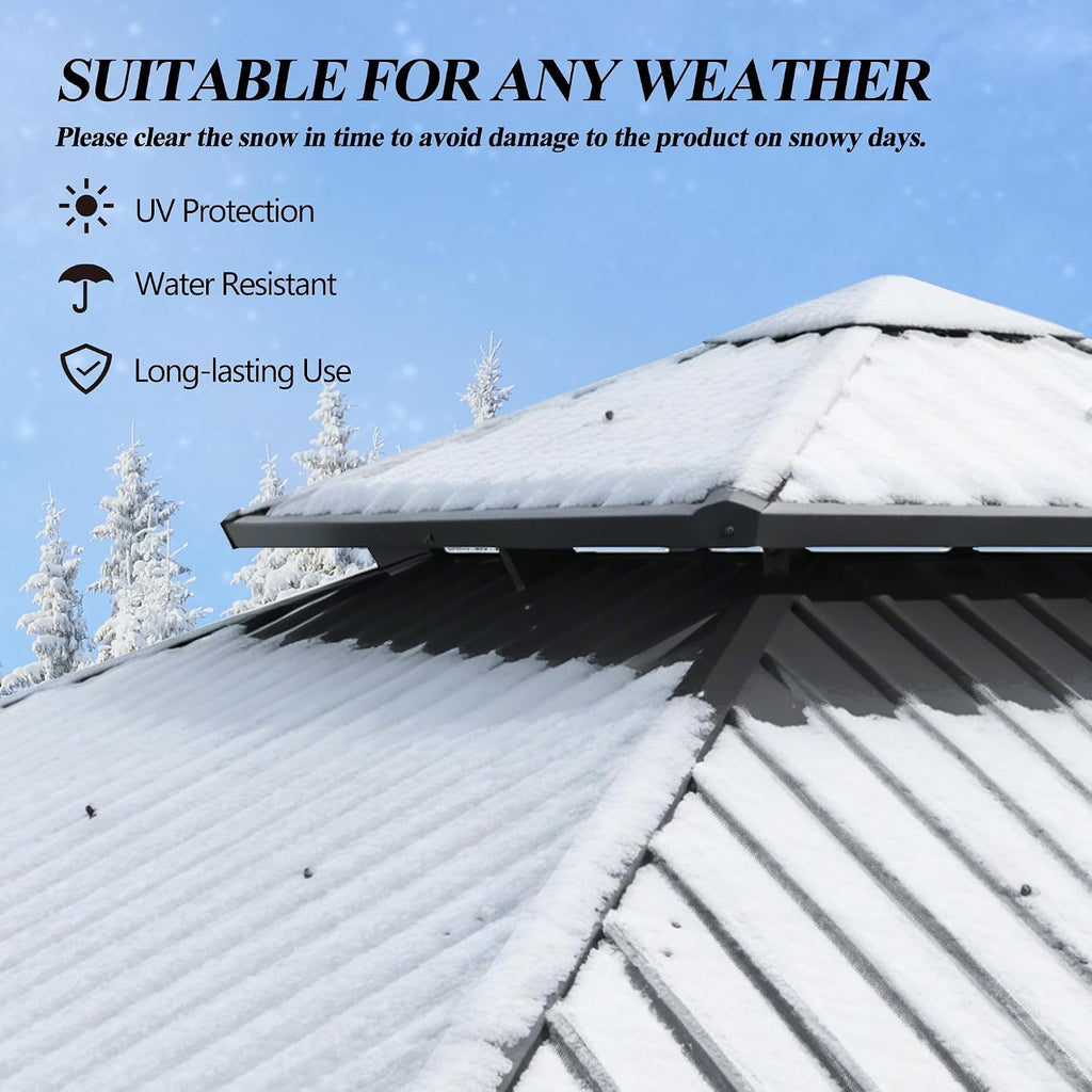 10'X10' Outdoor Hardtop Gazebo with Double Roof