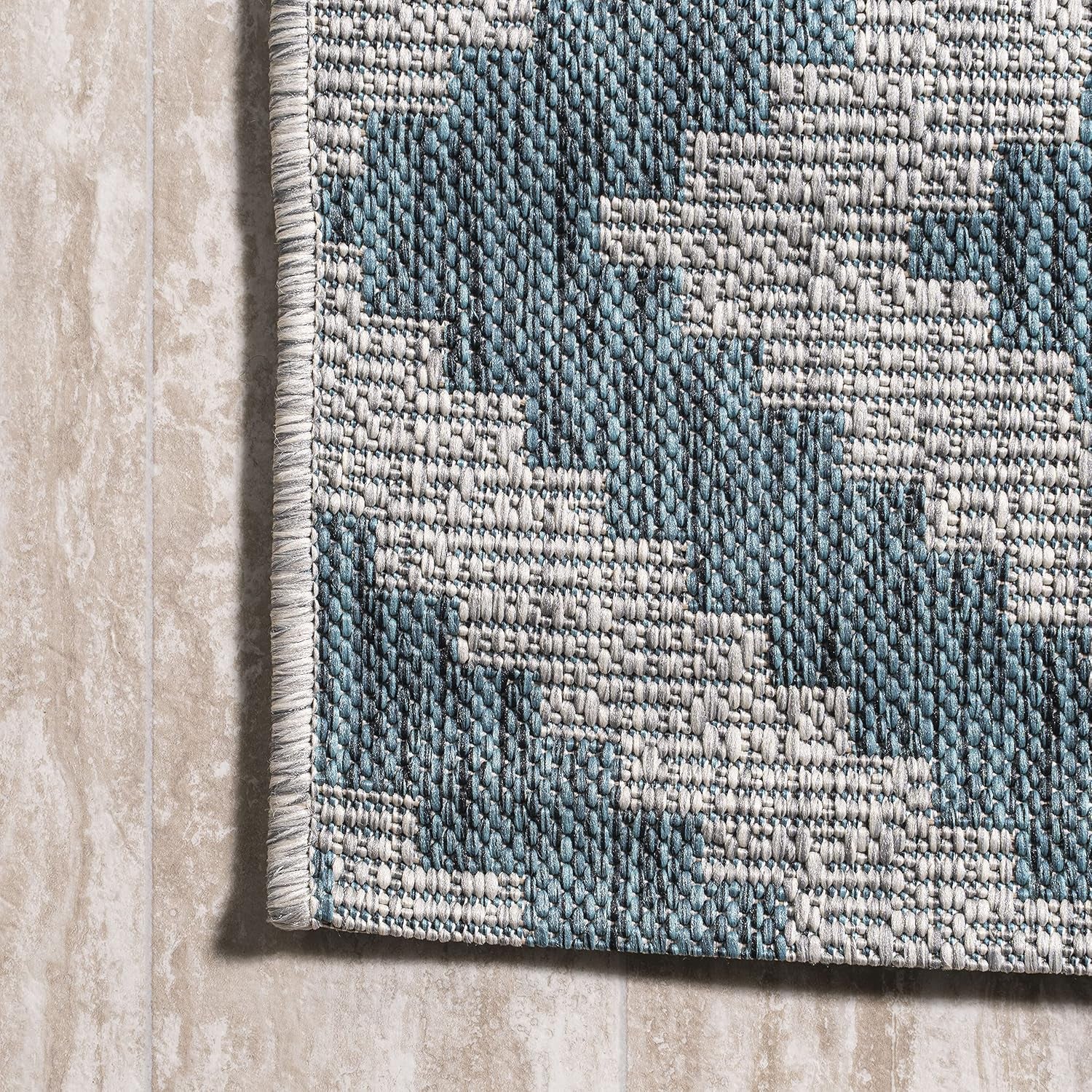 Diamond Tribal Indoor Outdoor Runner Rug 2X8 Blue/Gray, Sintra for Backyard, Patio, Porch, Easy-Cleaning, High Traffic, Pet-Friendly, Non-Shedding (SMB116A-28)