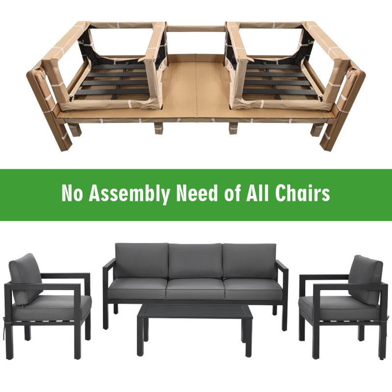 4 Pieces Outdoor Furniture Set for Backyard and Poolside