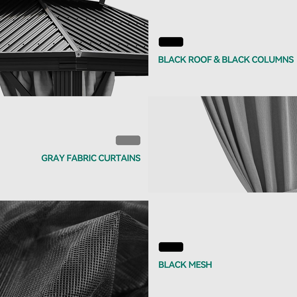10X12Ft Hardtop Gazebo with Nettings and Curtains Heavy Duty