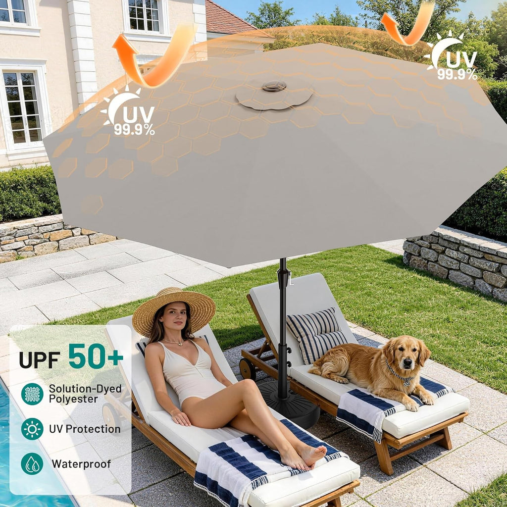 9FT Patio Umbrella Outdoor Table Umbrella Tilt Crank UV Resistant Pool Shade