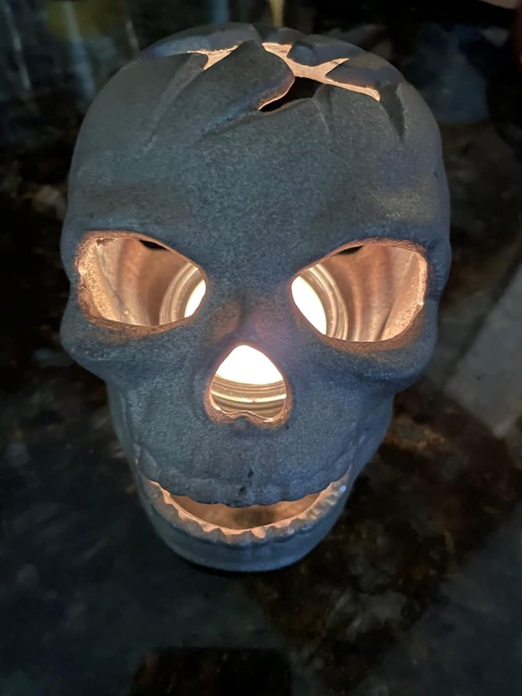 Fire Pit Skull, Metal Skull Fire Log for Halloween Decor