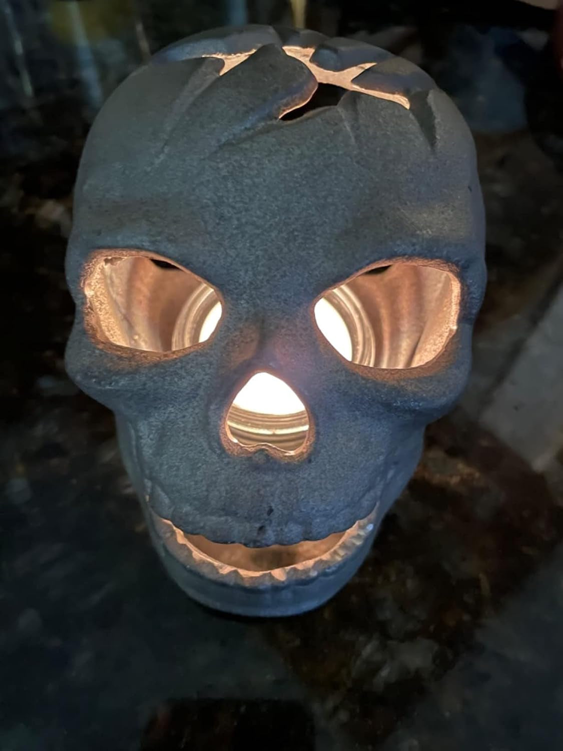 Fire Pit Skull, Metal Skull Fire Log for Halloween Decor
