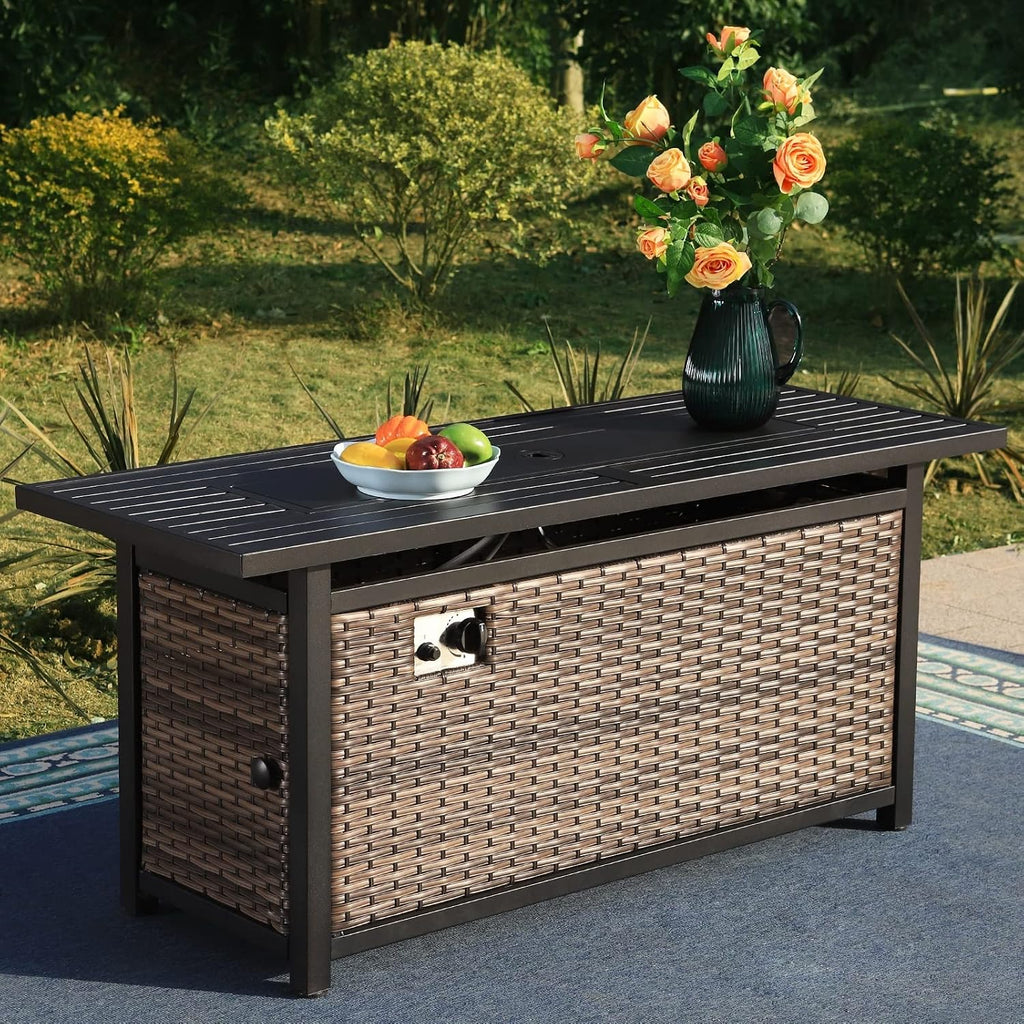 56 Inch Gas Fire Pit Table,Rectangular Propane Fireplace