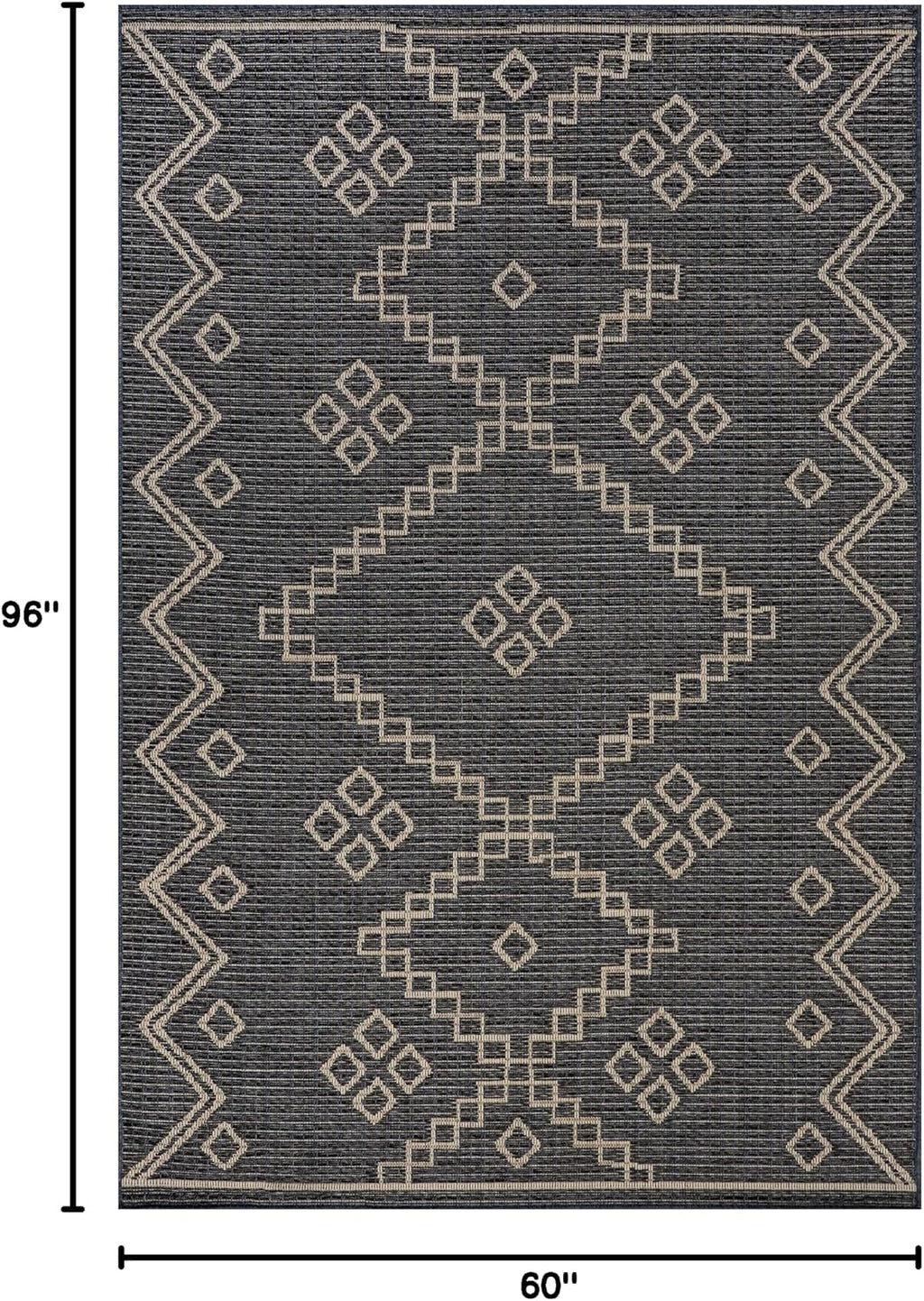 Julieta Diamonded Helix Indoor/Outdoor Area Rug, 5X8, Grey