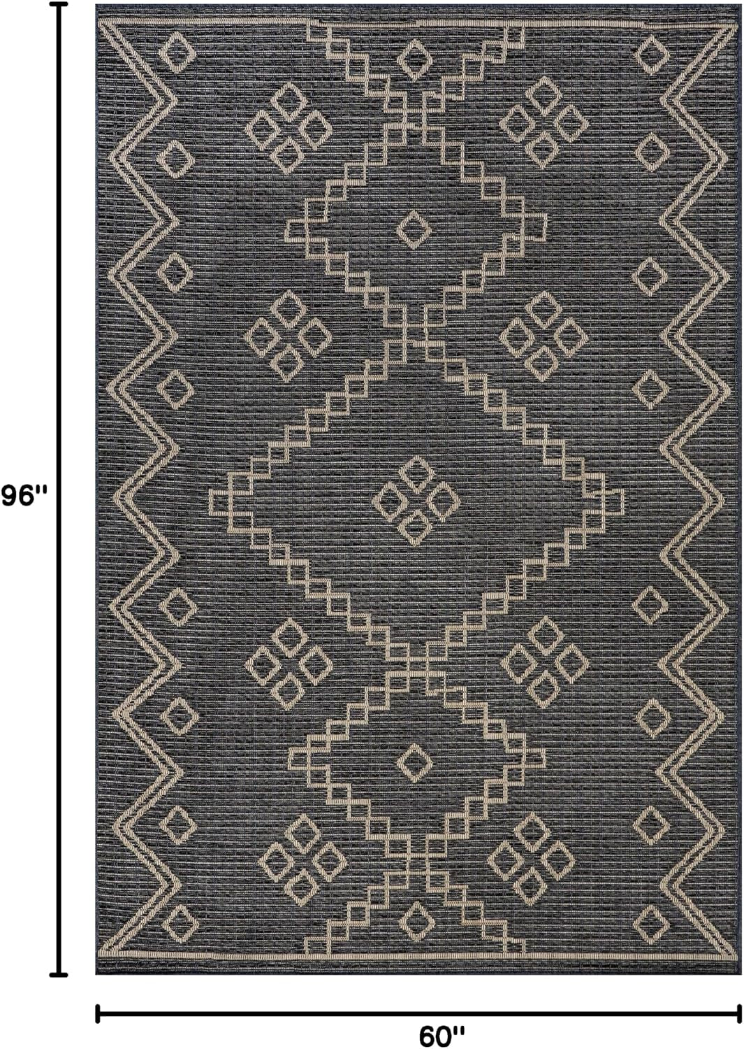 Julieta Diamonded Helix Indoor/Outdoor Area Rug, 5X8, Grey