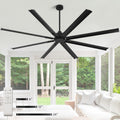 84 Inch Large Industrial Ceiling Fan No Lights, Reversible Dc Motor, 3 Downrods, 6 Speed Remote Control, 8 Aluminum Blades, Black Outdoor Fans for Shop/Gym/Warehouse/Garage