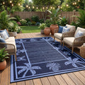 Outdoor Rug 8X10 Waterproof for Patios, Reversible Plastic Straw Rug, Tropical Leaf Indoor Outdoor Rugs, Large Area Rug for RV, Camping, Deck, Picnic Mat, outside Carpet