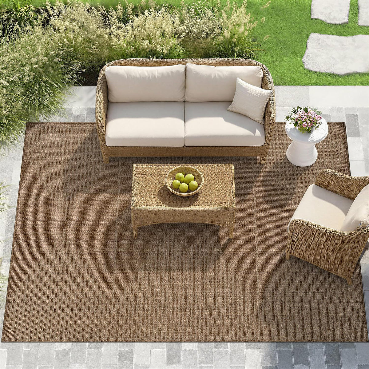 Modern Geometric Indoor Outdoor Rug Sand/Natural 7'10" X 10'