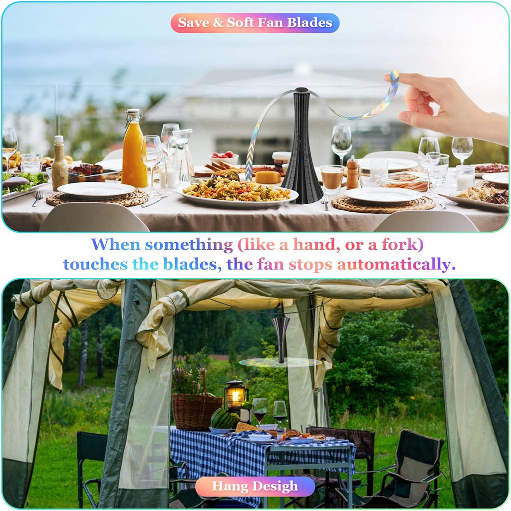 Fly Fans for Tables Rechargeable, Flies Fan USB, Fly Repellent Outdoor Patio to Keep Bugs Away by Soft Blades, Food Fans for Camping, Picnic, Fishing, 6PCS