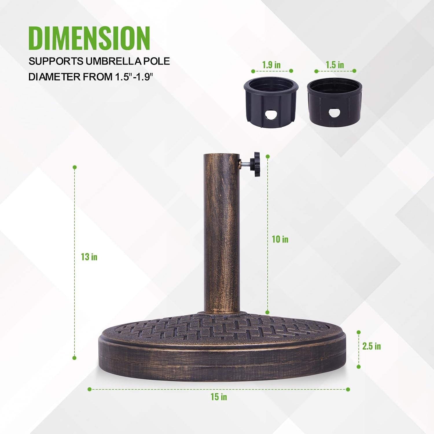 Backyard Expressions 26.5 Lb Umbrella Stand, Patio Umbrella Base, 15 in Diameter
