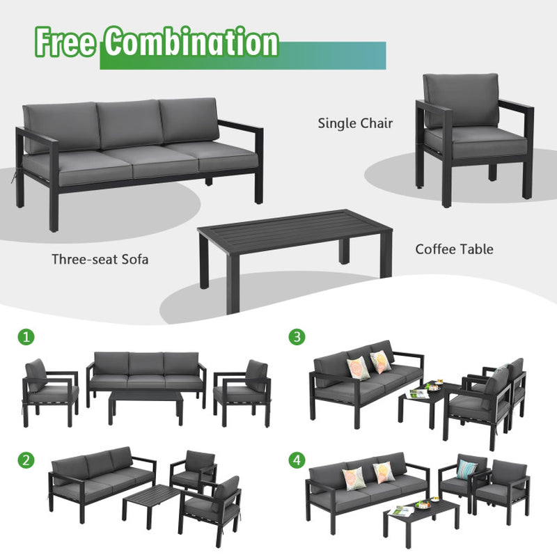 4 Pieces Outdoor Furniture Set for Backyard and Poolside