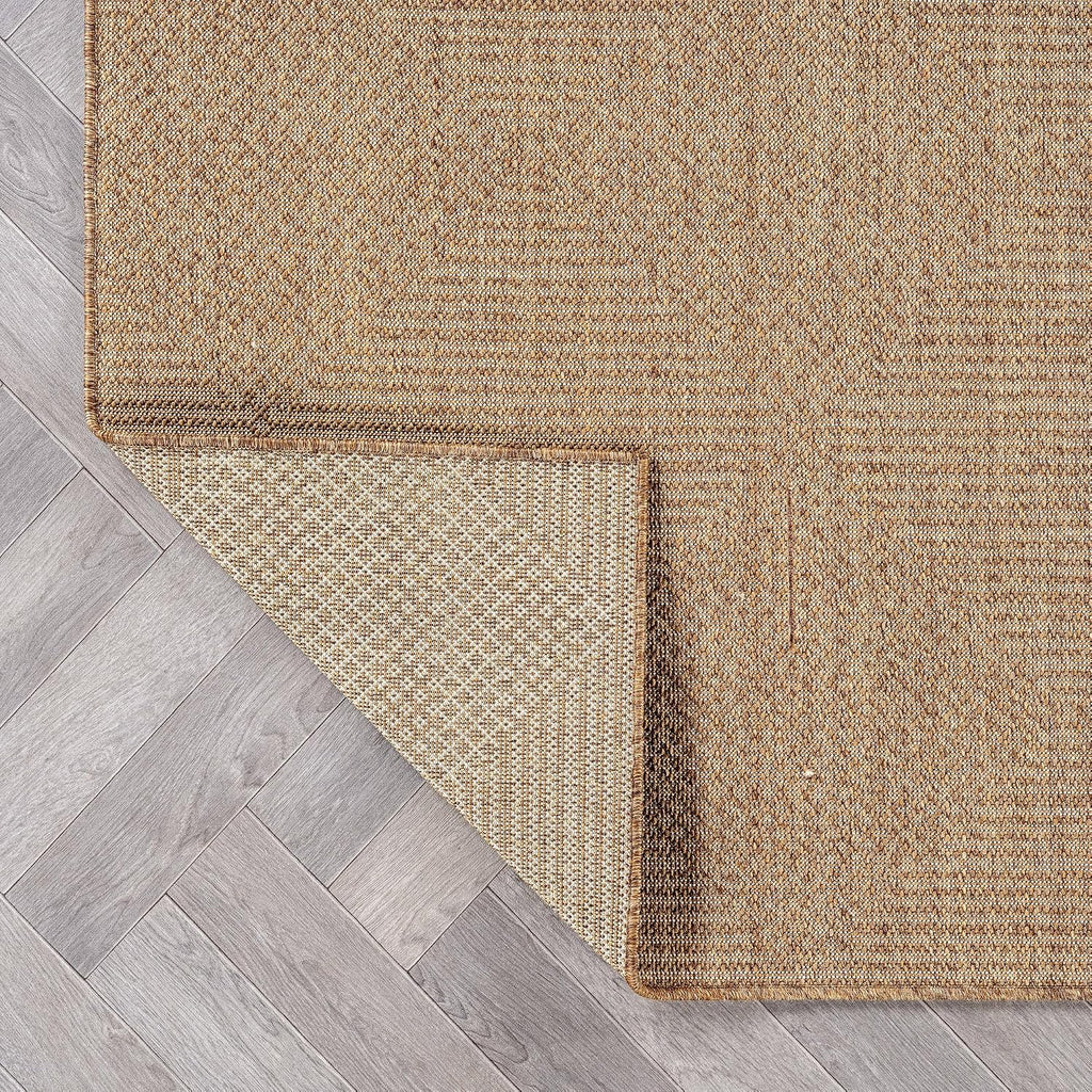 Modern Grid Indoor Outdoor Runner Rug Sand/Natural 2'3" X 8'