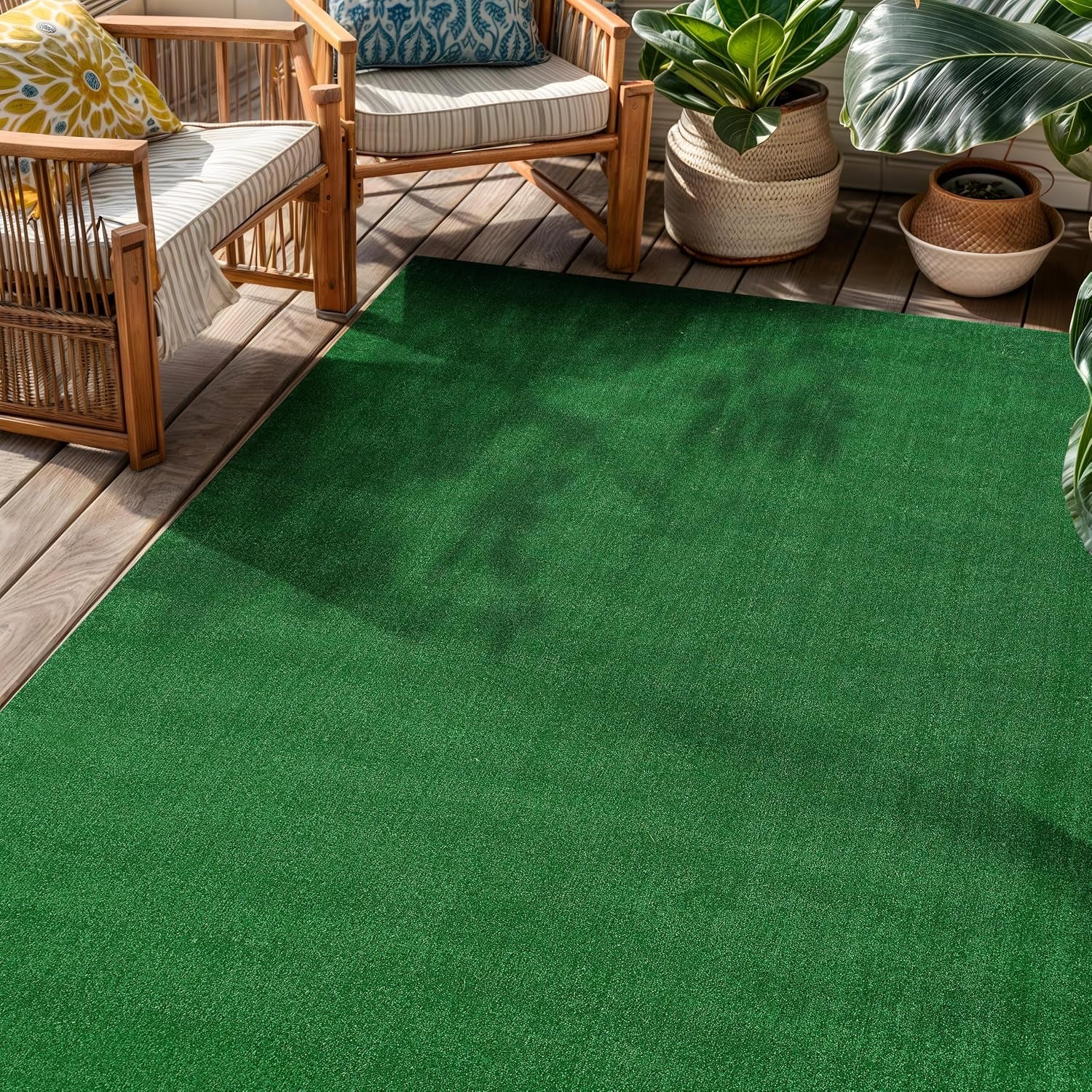 Turf Patio Deck Outdoor Indoor Non-Shedding Area Rug Green 4' X 6'