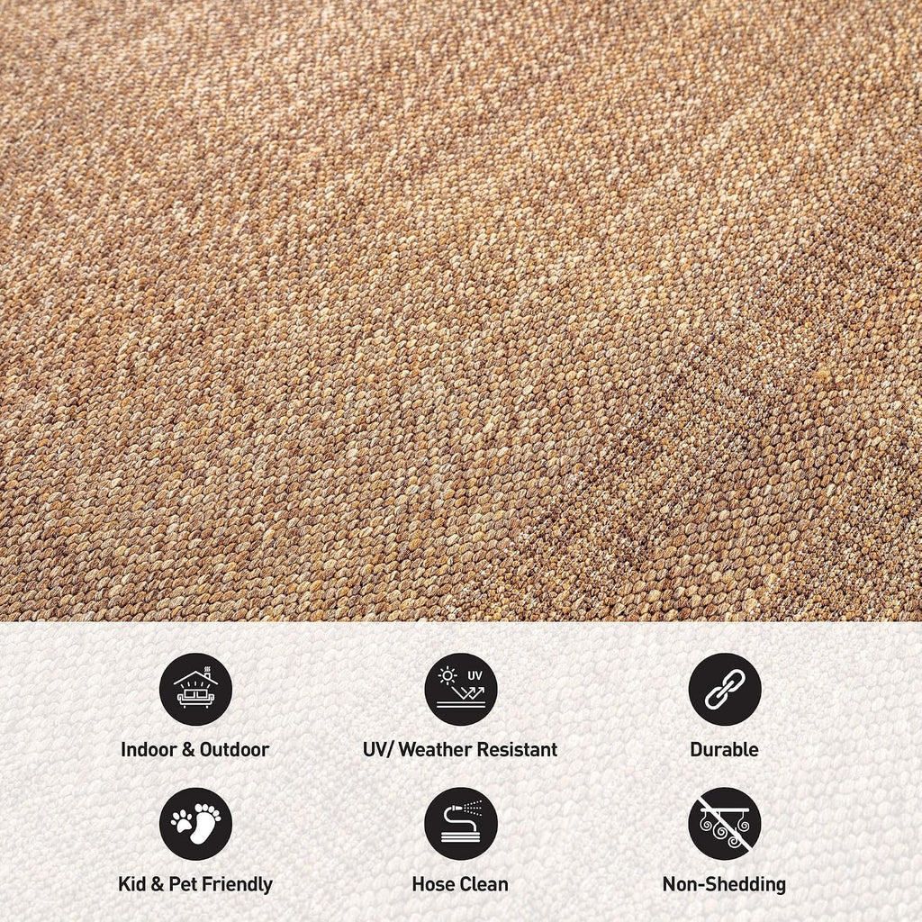 Modern Stripe Border Indoor Outdoor Rug Natural/Jute 4' X 6'