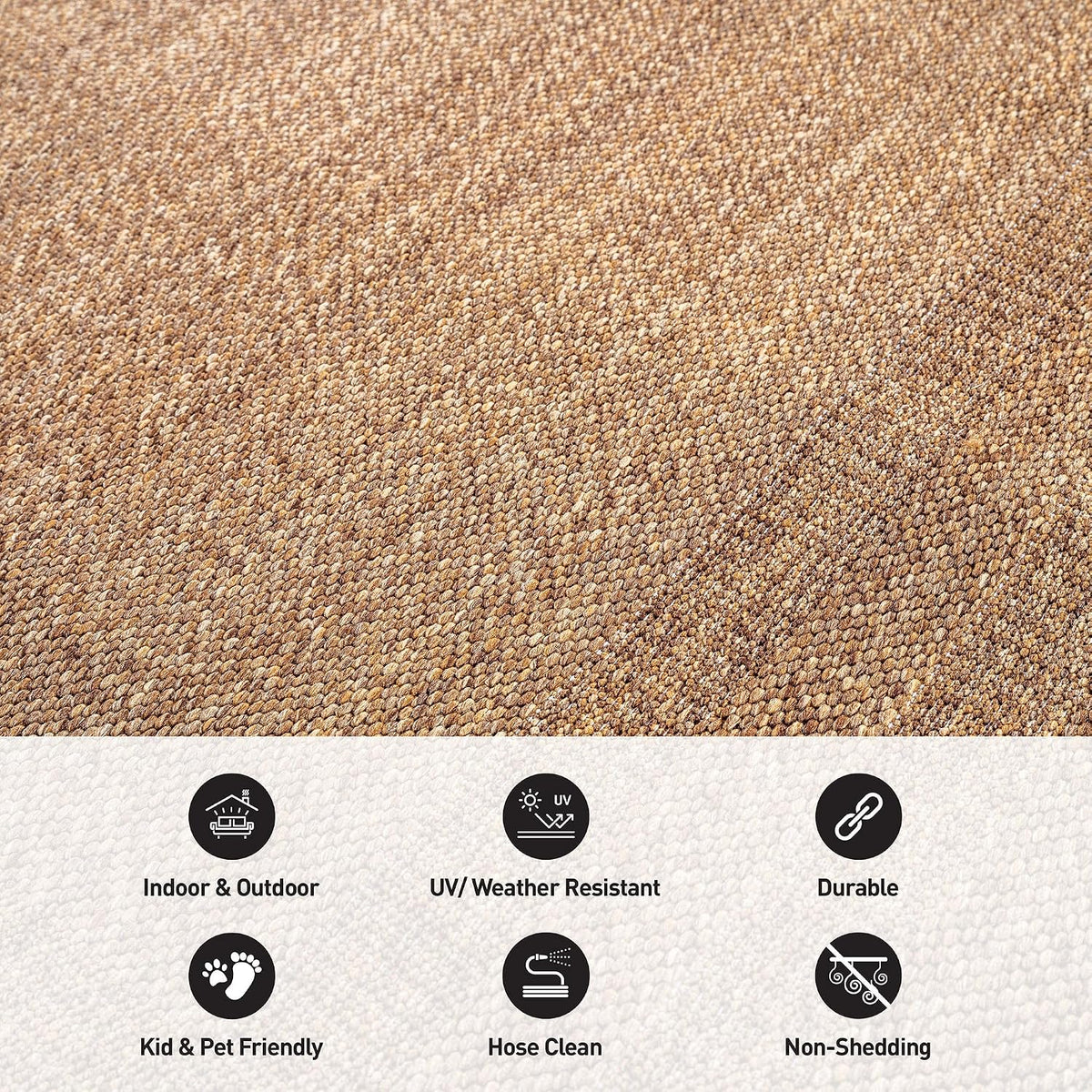 Modern Stripe Border Indoor Outdoor Rug Natural/Jute 4' X 6'
