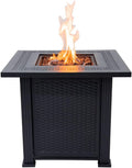Lausanne Propane Fire Pit Table 28” Outdoor Firepit 50,000 BTU Firepits for outside with Lava Rocks and Removable Lid Metal Fire Pit Outdoor Fireplace Propane Fire Pits for outside CSA Certified