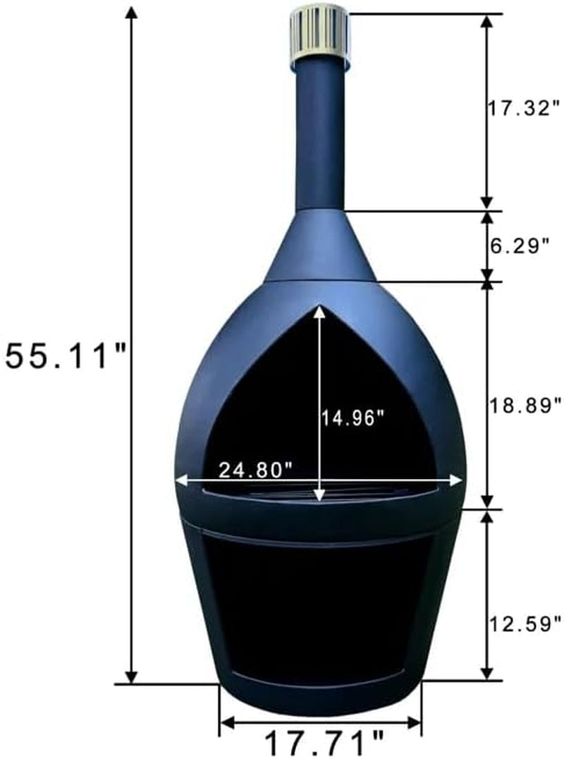 56.1 Inch Tall Outdoor Fireplace for Patio,Outdoor Wood Burning Fire Pit,Chiminea Outdoor Fireplace,Cast Iron Chiminea,Backyard Outdoor Fire Pits