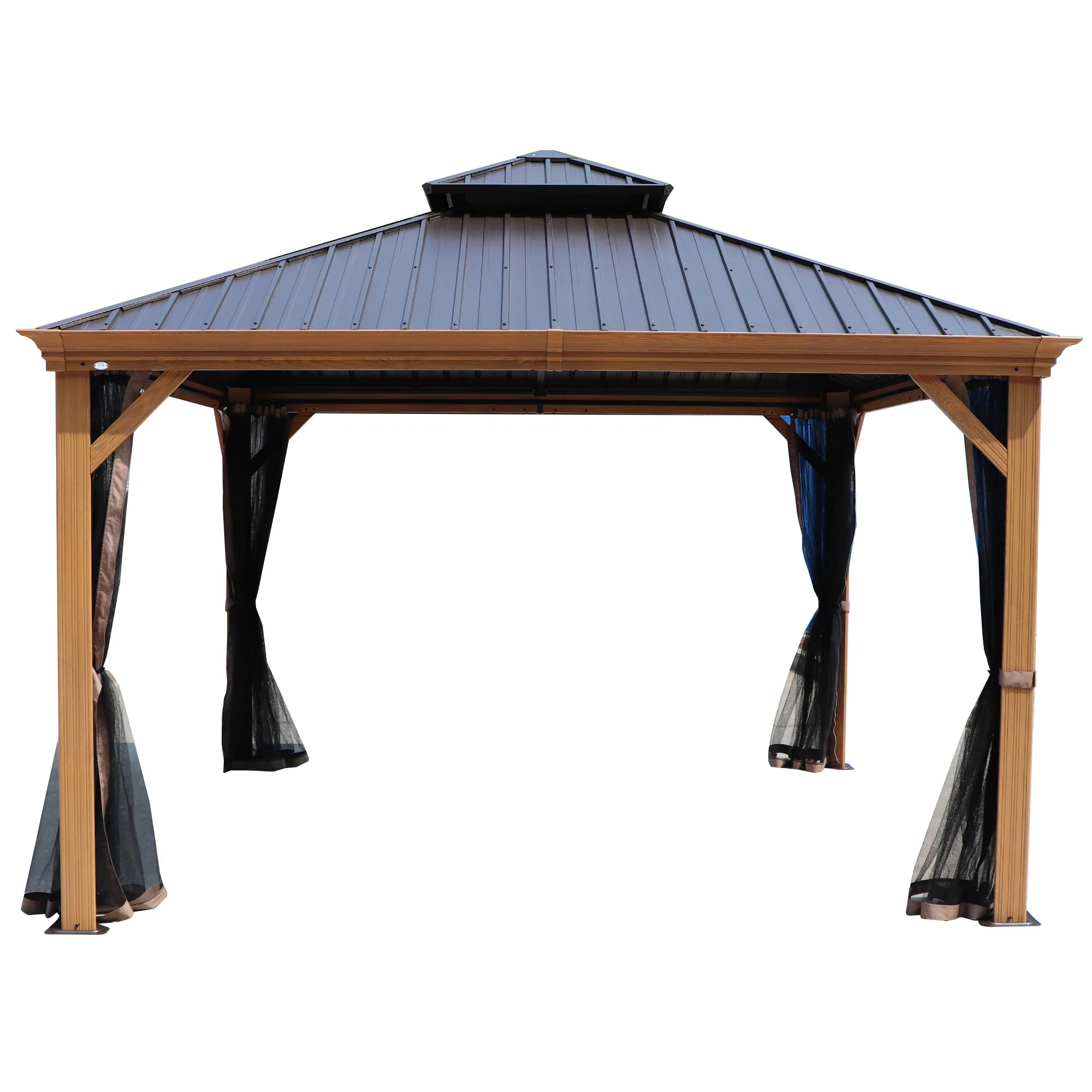 Gazebo 12-Ft X 16-Ft Hardtop Roof Aluminum Gazebo (Screen Included)