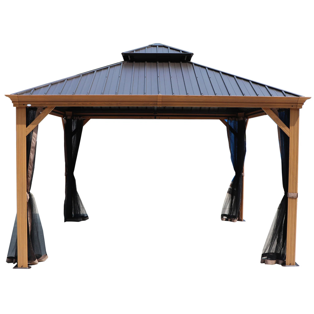 Gazebo 12-Ft X 10-Ft Hardtop Roof Aluminum Gazebo (Screen Included)
