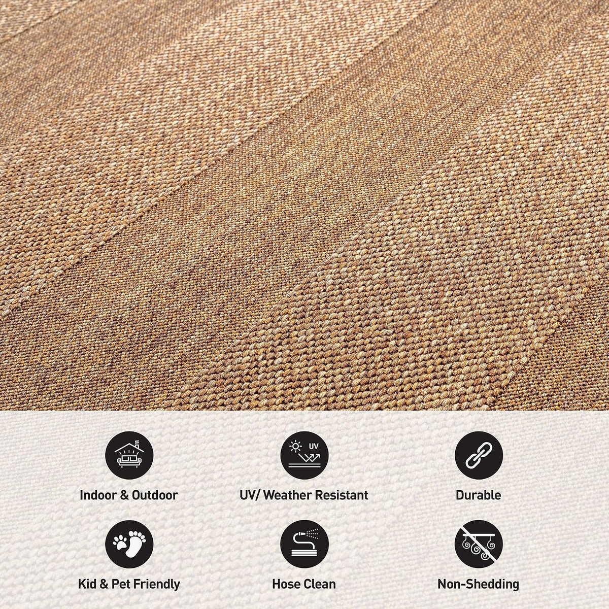 Modern Striped Indoor Outdoor Rug Natural/Jute 4' X 6'