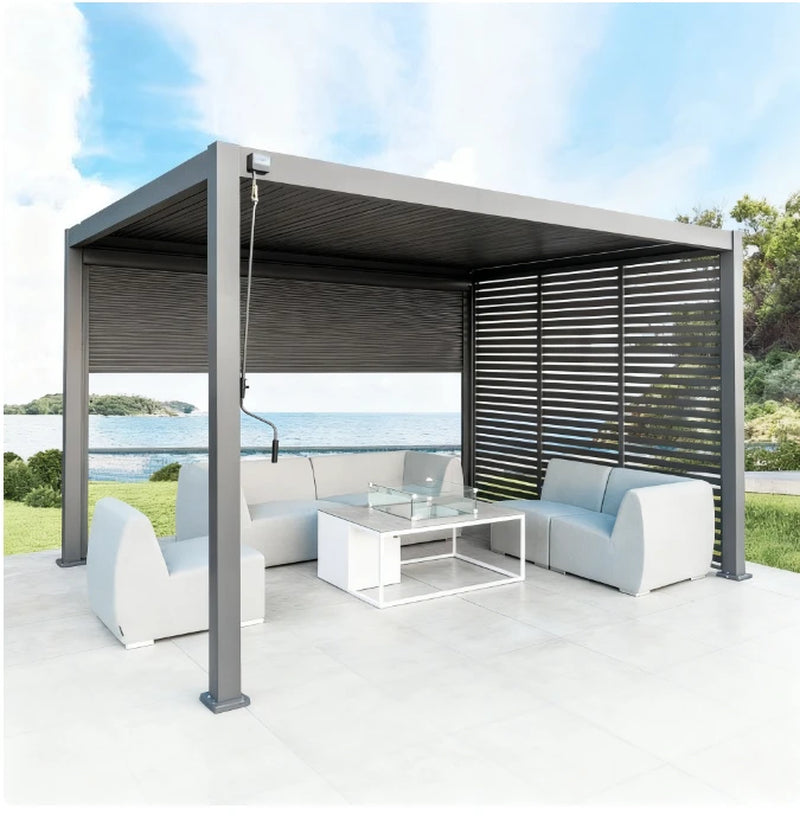 Electric Louvered Gazebo Intelligent Flip Aluminum Alloy Gazebo European Style Metal Gazebo Garden Outdoor Shade Pergola