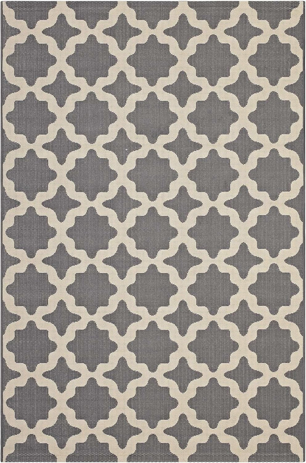 Cerelia Moroccan Trellis 9X12 Indoor and Outdoor Area Rug in Gray and Beige