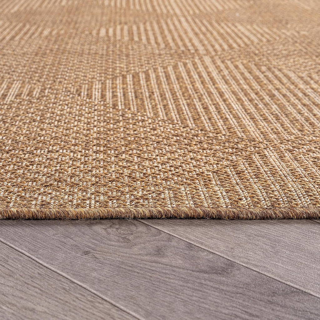 Modern Grid Indoor Outdoor Runner Rug Sand/Natural 2'3" X 8'