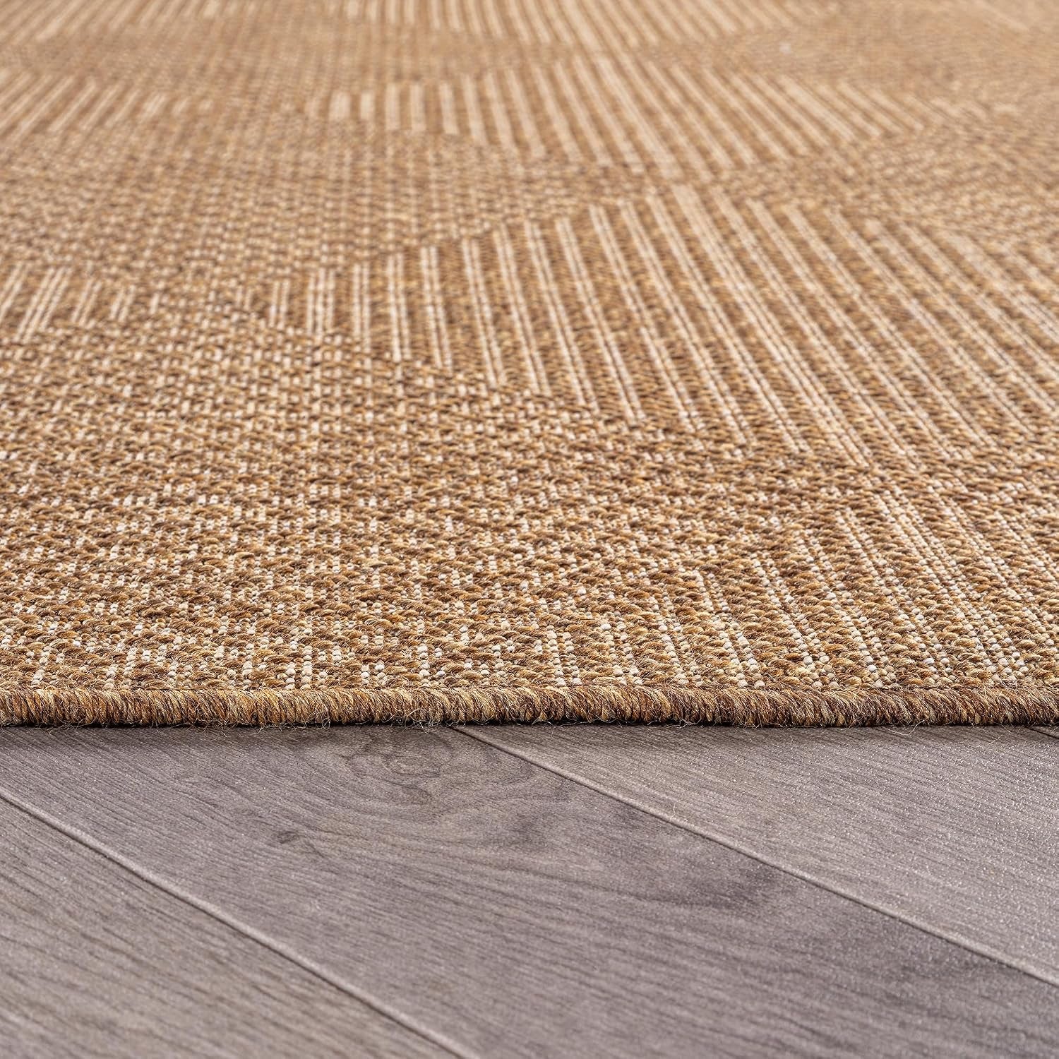 Modern Grid Indoor Outdoor Runner Rug Sand/Natural 2'3" X 8'