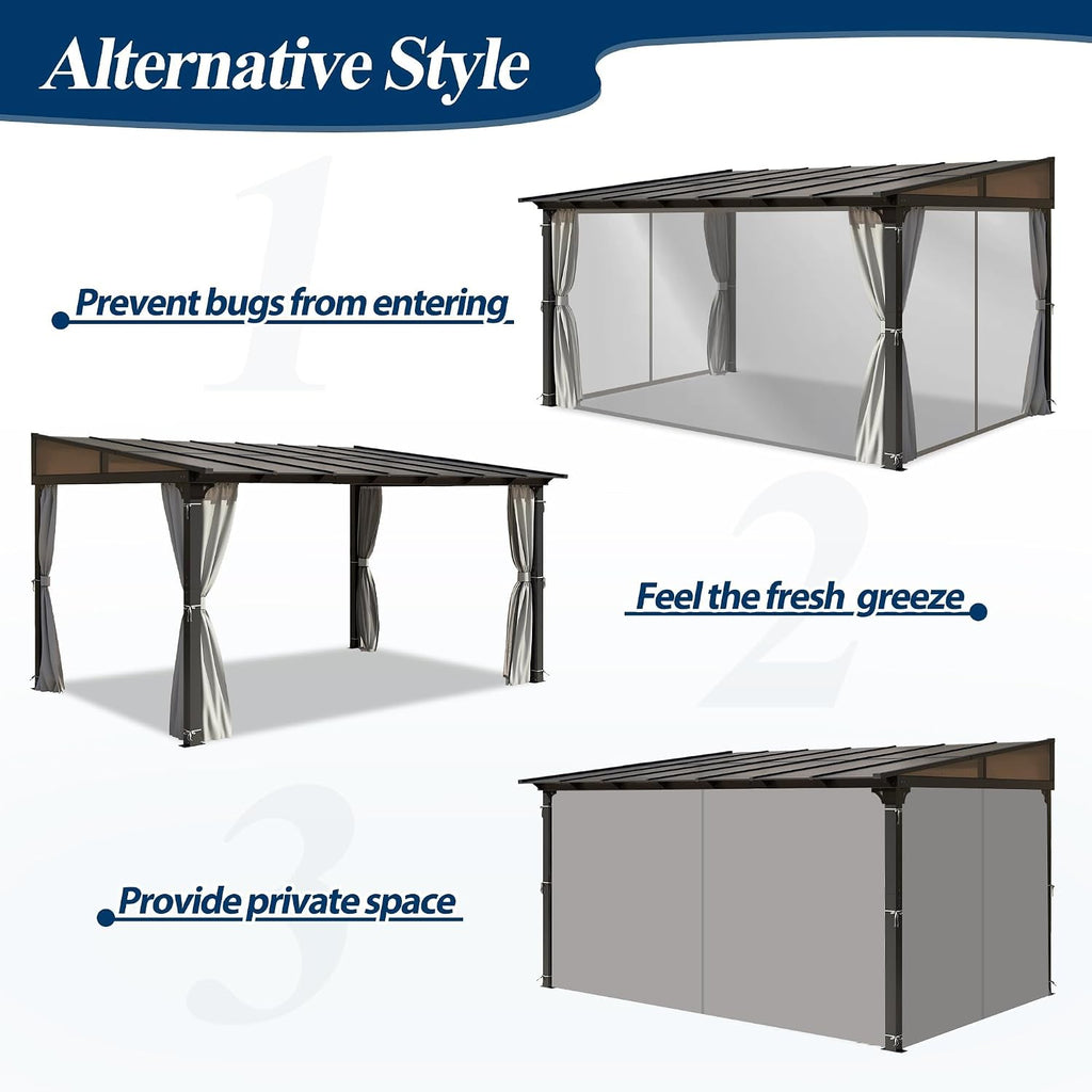10' X 13' Outdoor Polycarbonate Lean to Gazebo Pergola