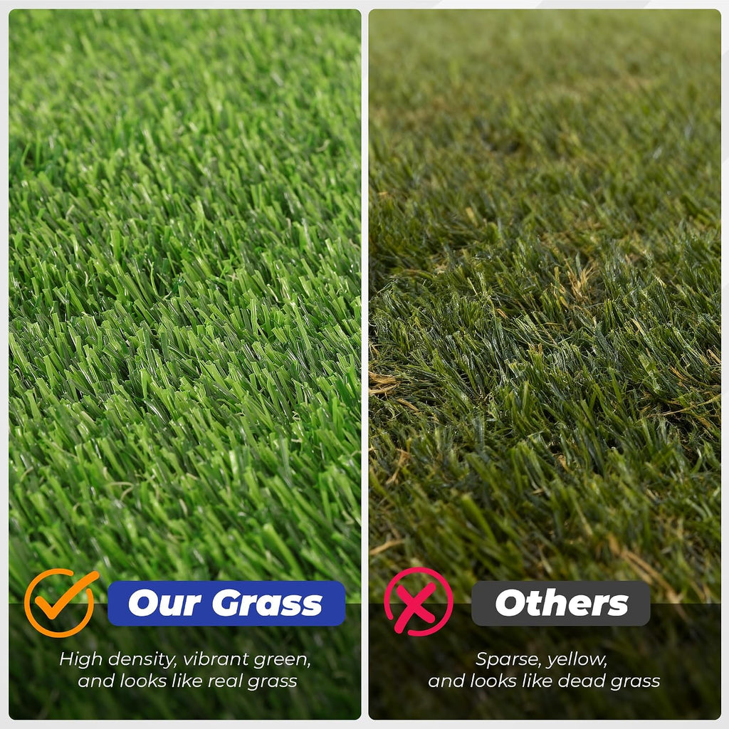 Artificial Grass Turf 6.5X10 FT, 1.38" Thick Fake Grass Rug, Three-Tone Synthetic Turf with Drainage, Outdoor Grass Mat for Backyard, Patio, Dogs & Golf Practice