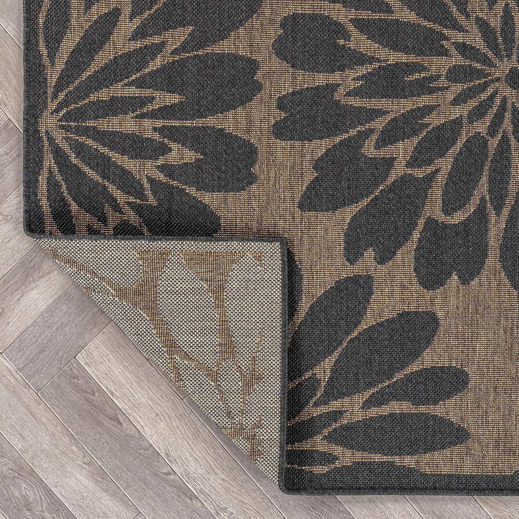 Transitional Indoor Outdoor Runner Rug Dark Gray/Natural 2'3" X 6'