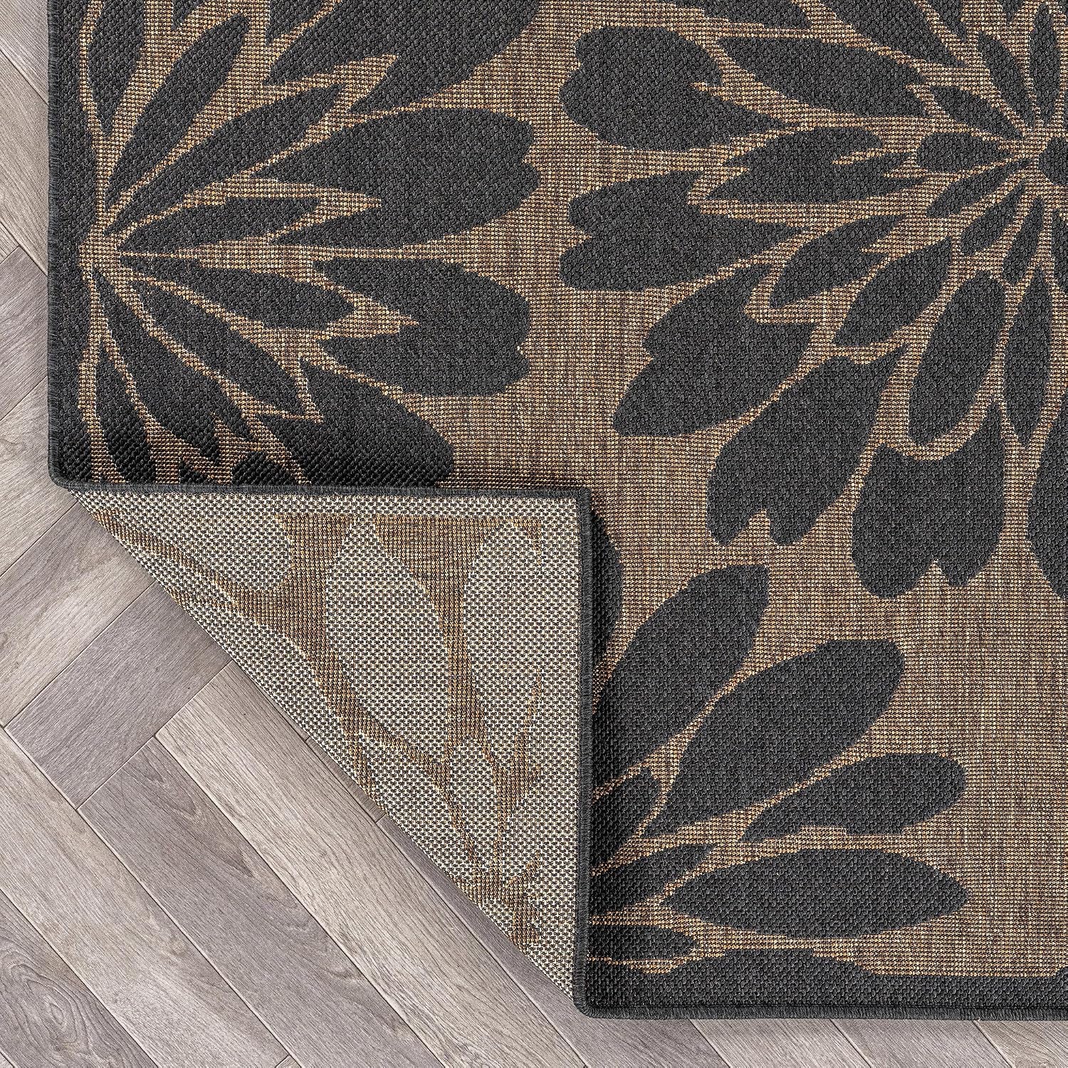 Transitional Indoor Outdoor Runner Rug Dark Gray/Natural 2'3" X 6'