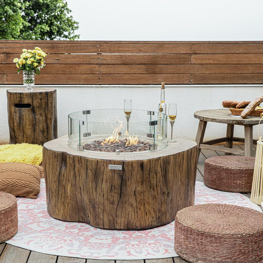 Manchester Outdoor Firepit Table 42 Inches Rectangular Fire Pit Concrete Patio Heater Electronic Ignition Backyard Fireplace Cover Lava Rock Included Liquid Propane