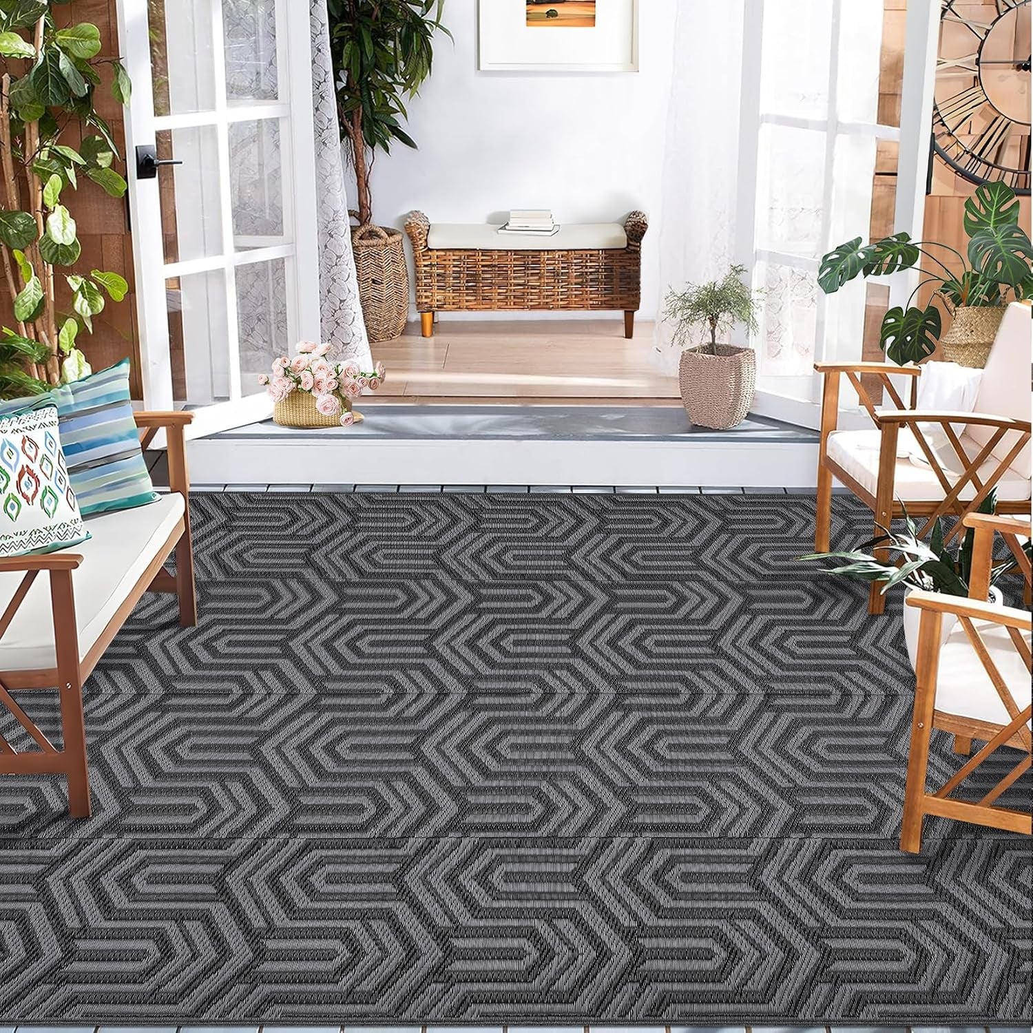 Outdoor Rug 9X18 Ft Extra Large Waterproof Reversible Patio Mat