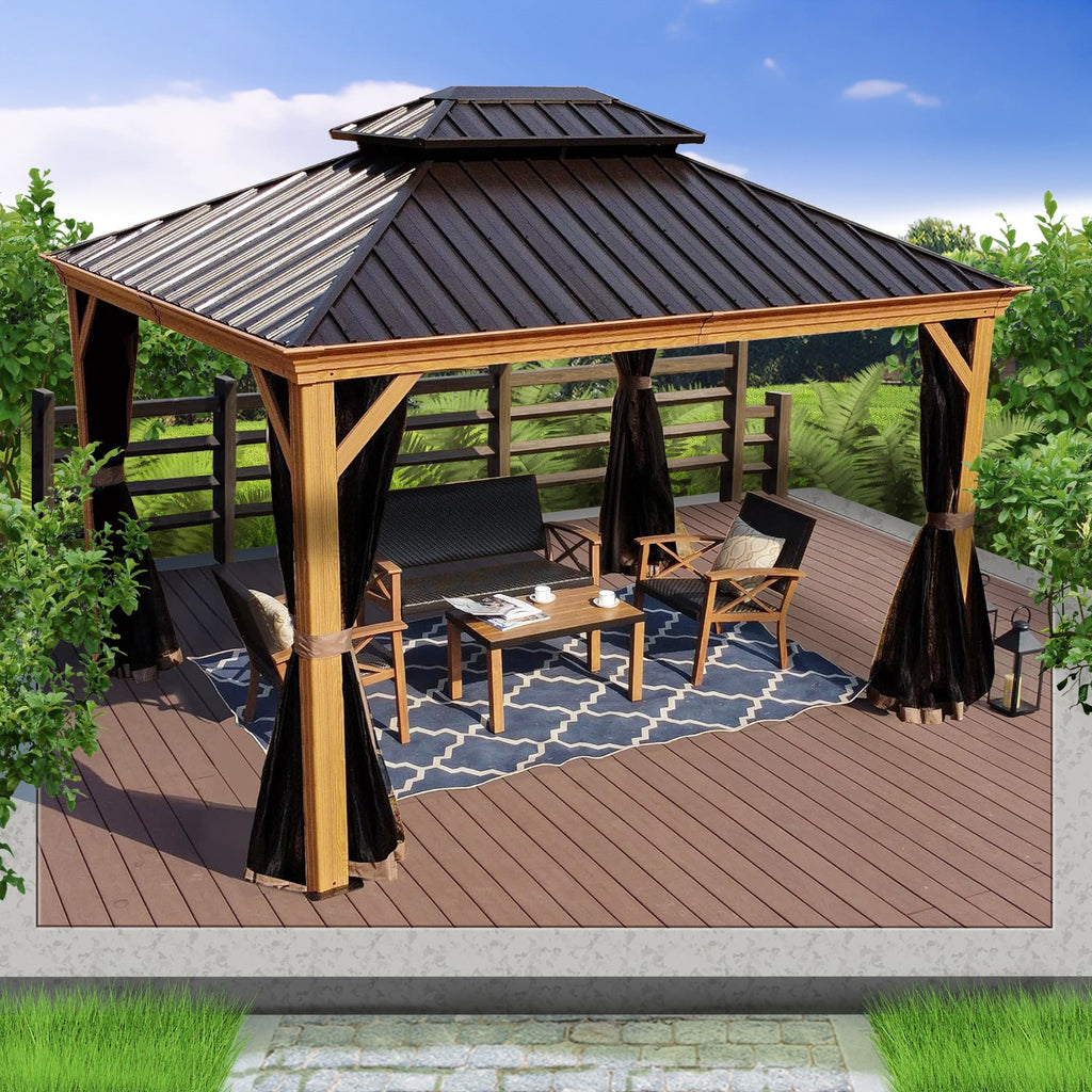 Gazebo 12-Ft X 16-Ft Hardtop Roof Aluminum Gazebo (Screen Included)