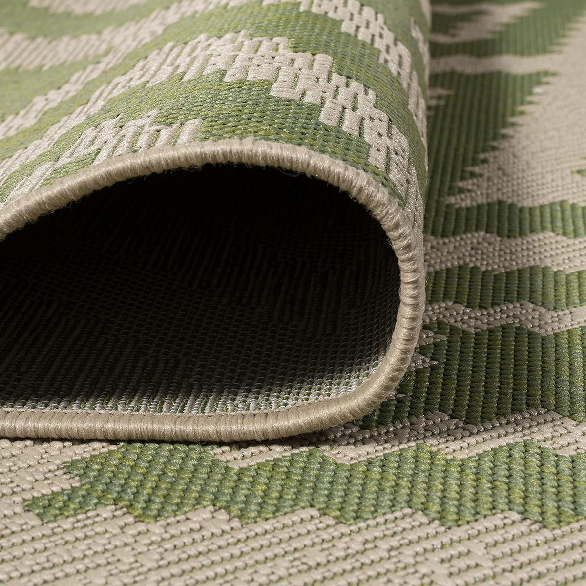 Diamond Tribal Indoor Outdoor Runner Rug 2X8 Green/Cream, Sintra for Backyard, Patio, Porch, Easy-Cleaning, High Traffic, Pet-Friendly, Non-Shedding (SMB116B-28)
